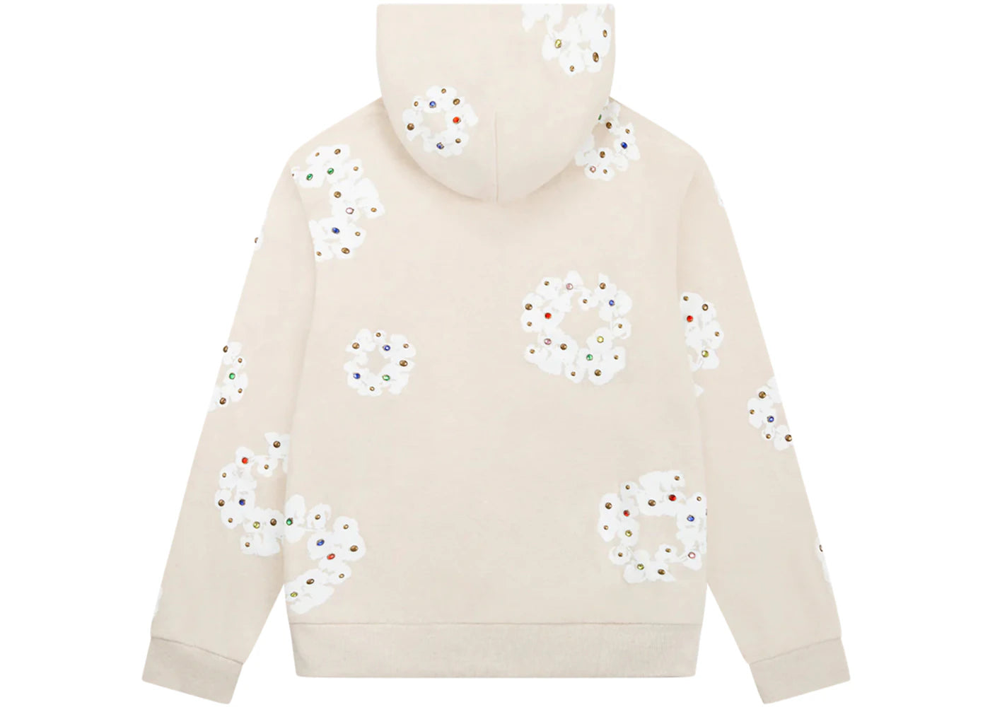 denim tears rhinestone cotton wreath zip hoodie oatmeal