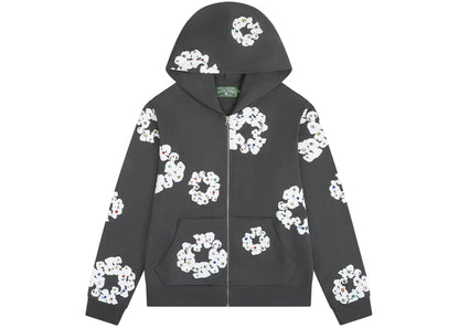 denim tears rhinestone cotton wreath zip hoodie vintage black