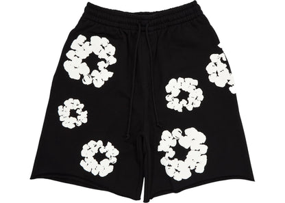 denim tears the cotton wreath shorts black