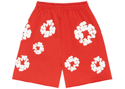 denim tears the cotton wreath shorts red