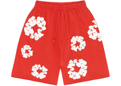 denim tears the cotton wreath shorts red