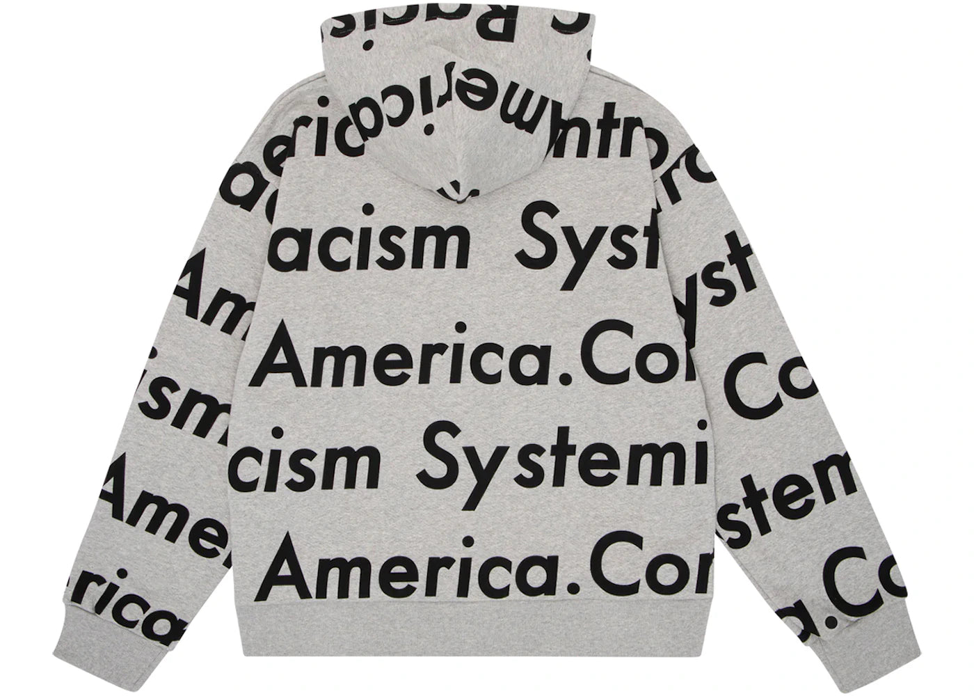 denim tears x arthur jafa systemic racism controls america zip up hoodie heather grey