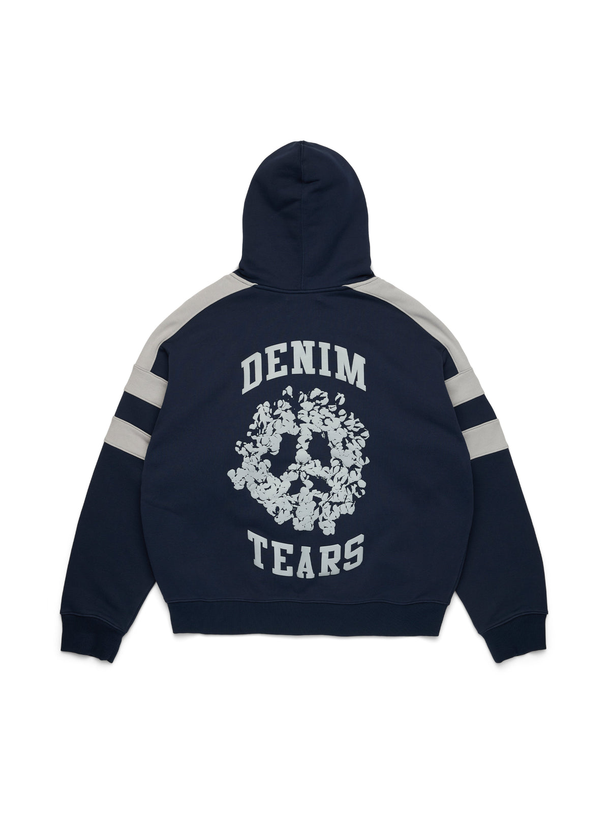 Denim U Paneled Zip Hoodie Navy