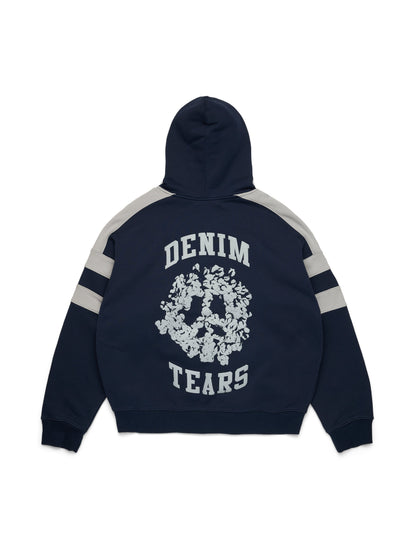 Denim U Paneled Zip Hoodie Navy