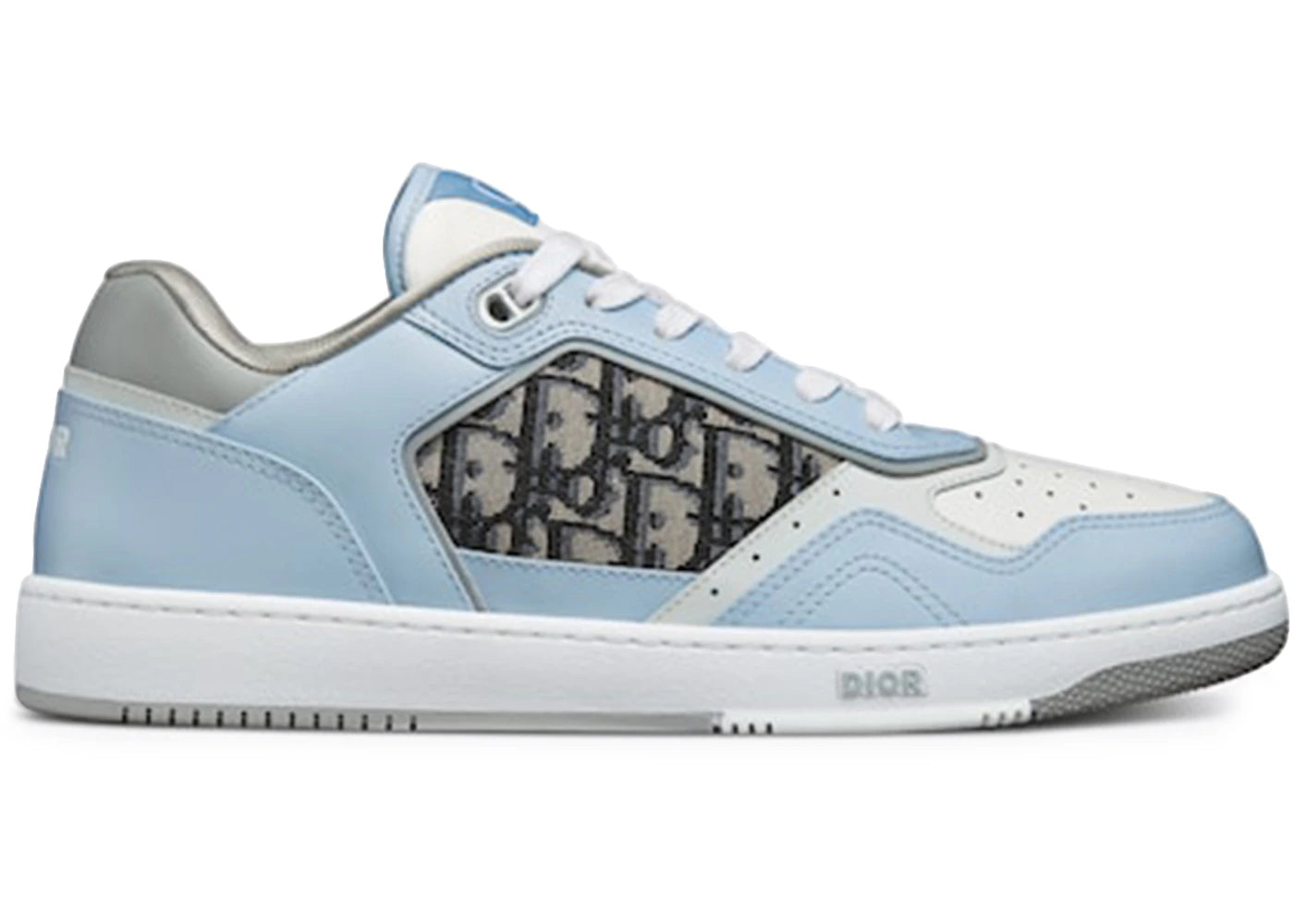 Dior B27 Low Light Blue White And Dior Gray Smooth Calfskin With Beige And Black Dior Oblique Jacquard