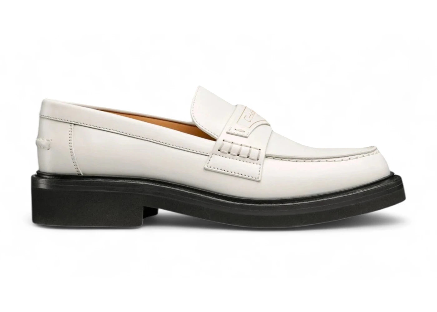 dior boy loafers brushed calfskin white embossed lambskin white