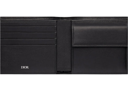 dior compact wallet beige and black dior oblique jacquard 