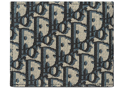dior compact wallet beige and black dior oblique jacquard 