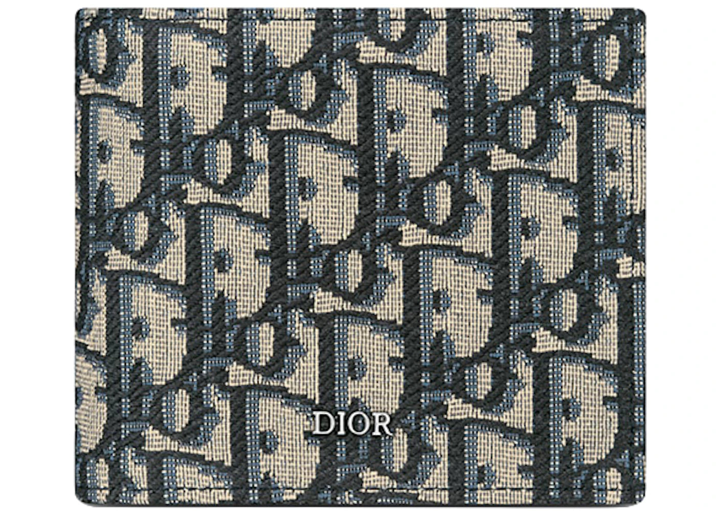 Dior Compact Wallet Beige And Black Dior Oblique Jacquard