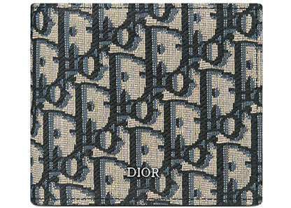 Dior Compact Wallet Beige And Black Dior Oblique Jacquard