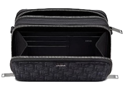 dior wallet with strap oblique jacquard black 
