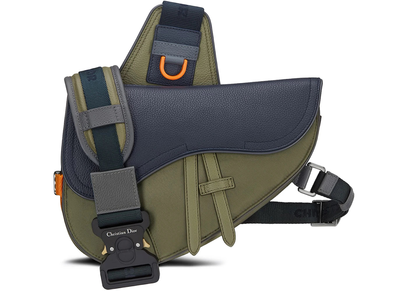 Dior X Sacai Saddle Bag Olive/Navy Blue