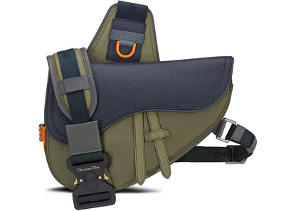 Dior X Sacai Saddle Bag Olive/Navy Blue