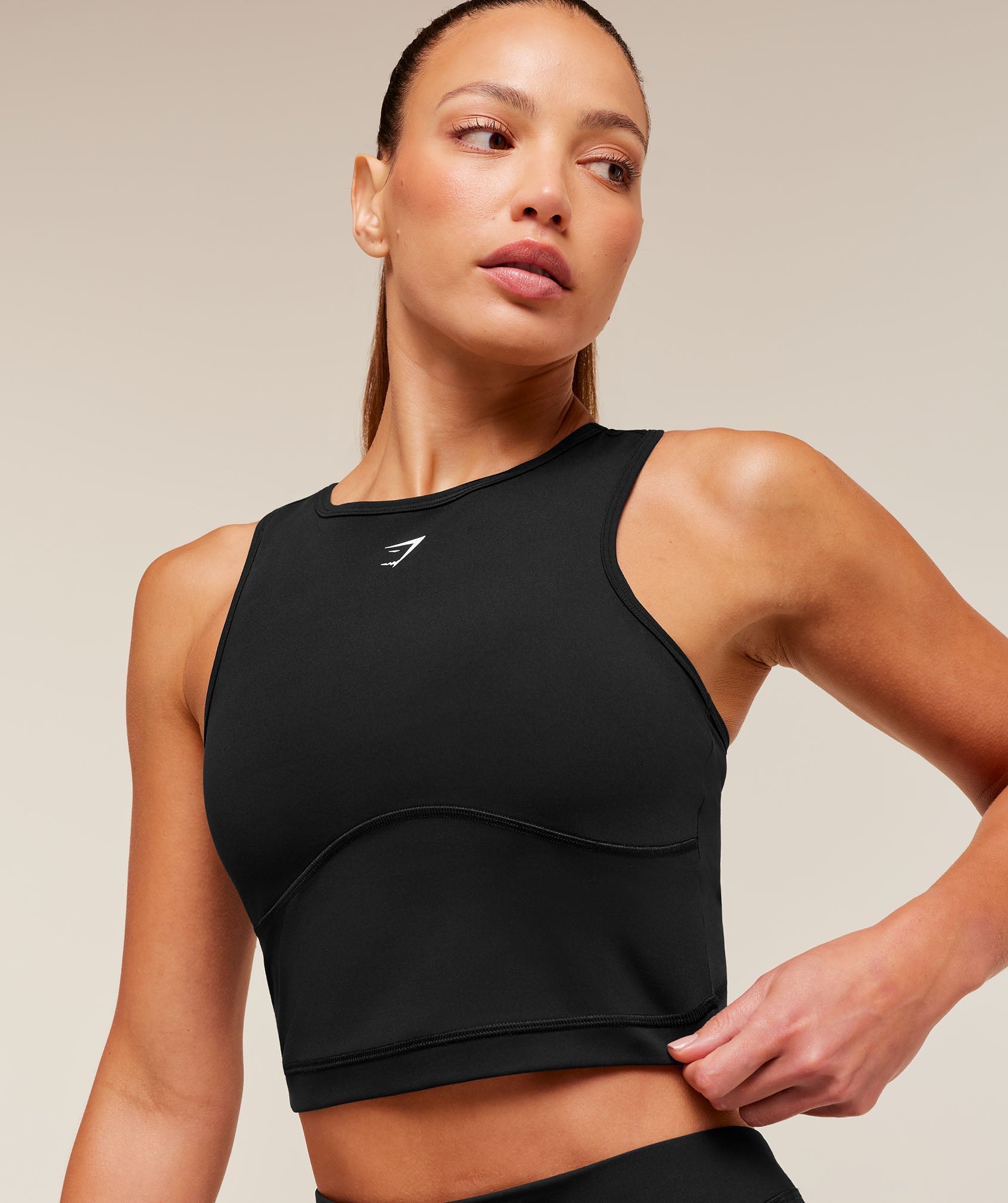 Women's Gymshark Lifting Dipped Crop Tank Black