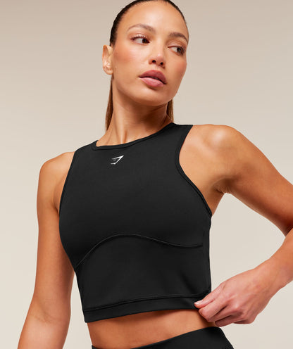 Women's Gymshark Lifting Dipped Crop Tank Black