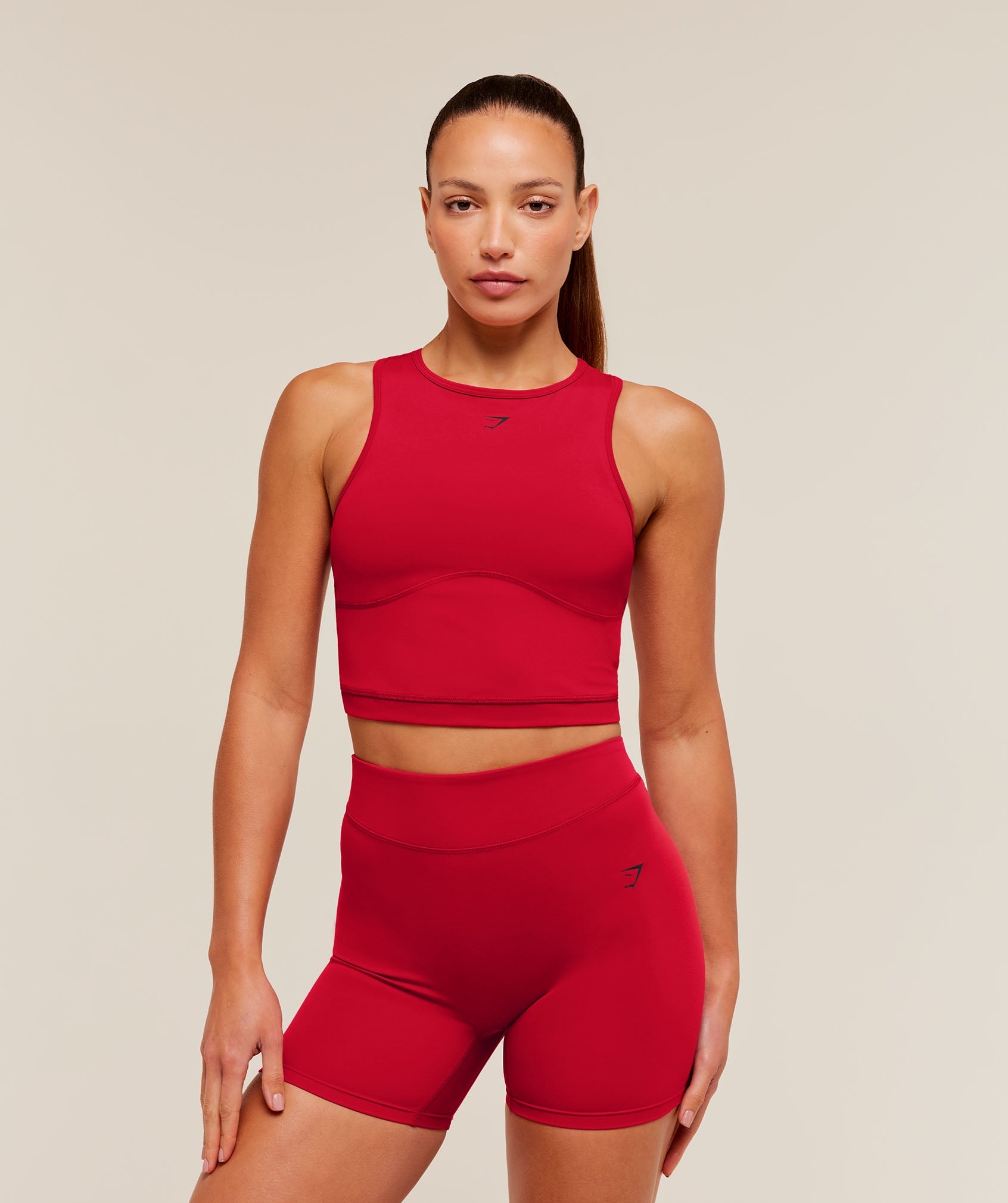 Women's Gymshark Lifting Dipped Crop Tank Carmine Red