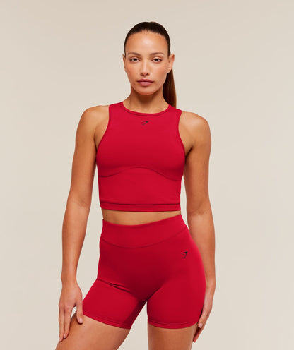 Women's Gymshark Lifting Dipped Crop Tank Carmine Red