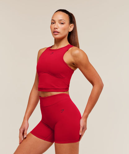 Women's Gymshark Lifting Dipped Crop Tank Carmine Red