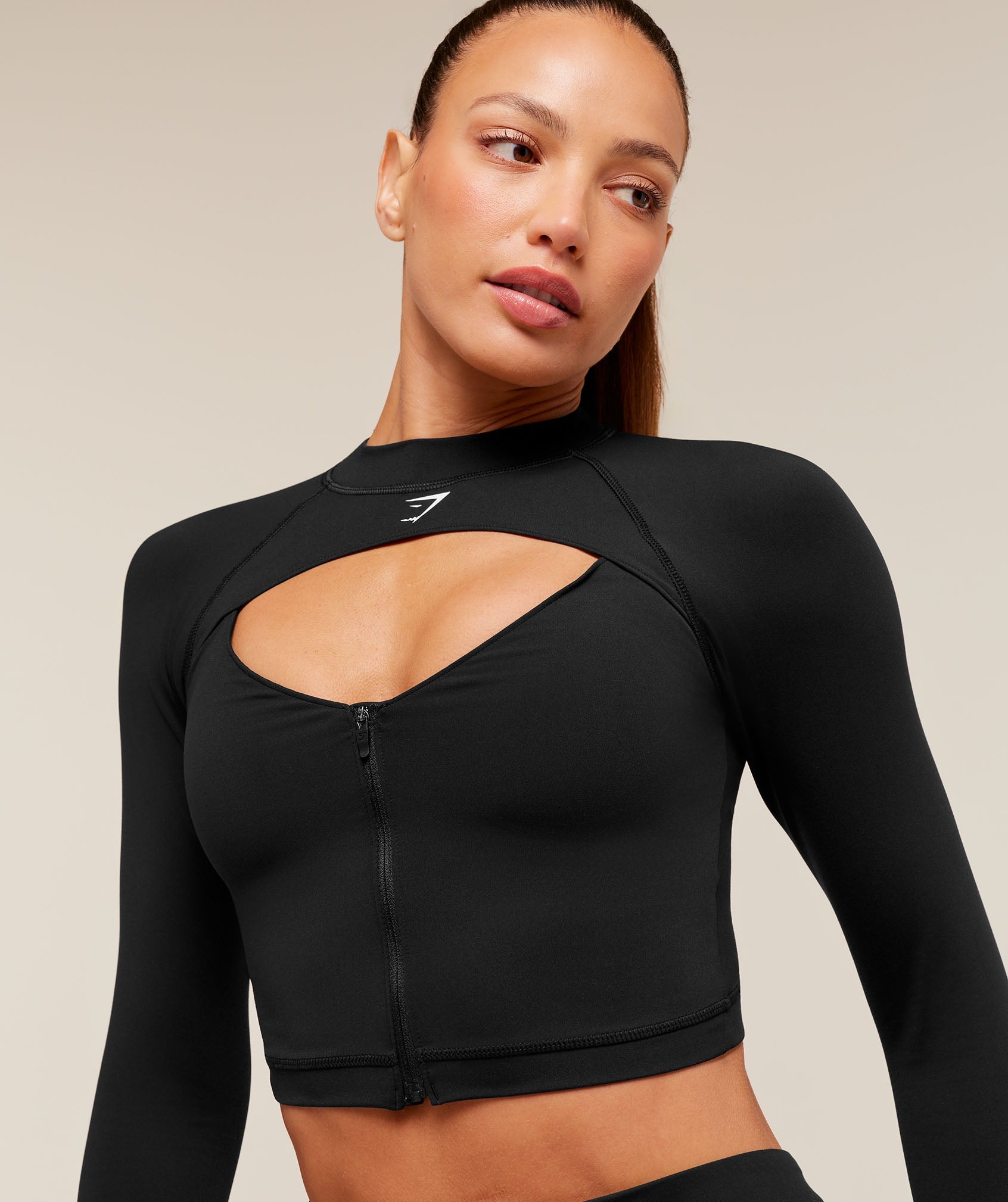 Women's Gymshark Dipped Long Sleeve 1/4 Zip Jacket Black