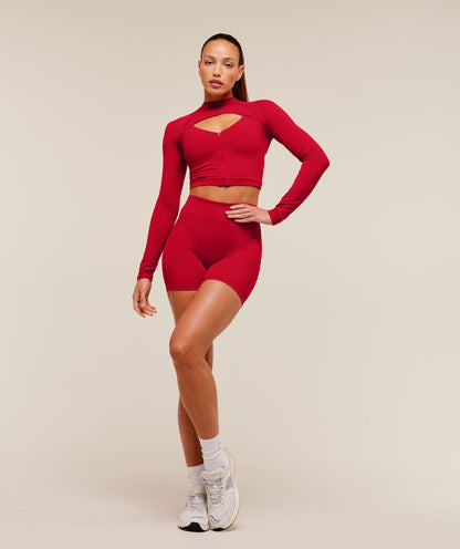 Women's Gymshark Dipped Long Sleeve 1/4 Zip Jacket Carmine Red