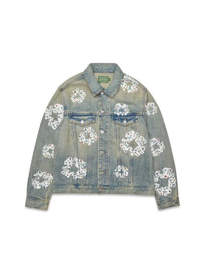 Denim Tears Studded Cotton Wreath Denim Jacket Dirty Wash