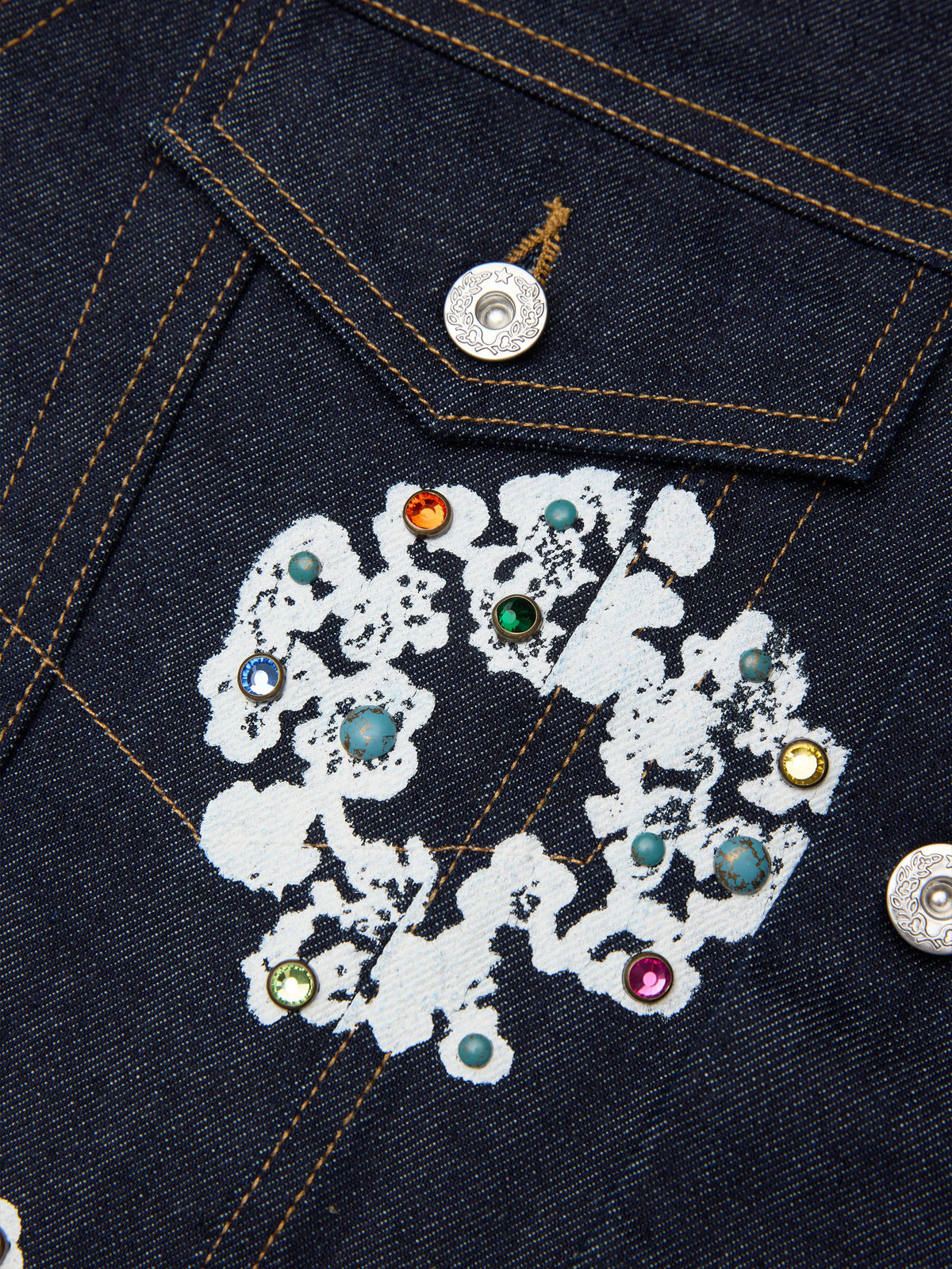 Denim Tears Studded Cotton Wreath Denim Jacket Selvedge