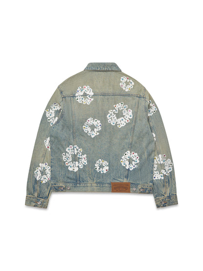 Denim Tears Studded Cotton Wreath Denim Jacket Dirty Wash