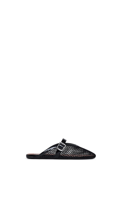 Alaïa Flat Mules In Fishnet