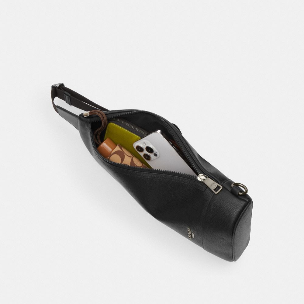 Coach Dominic Sling Pack In Signature Canvas Gunmetal Charcoal Black