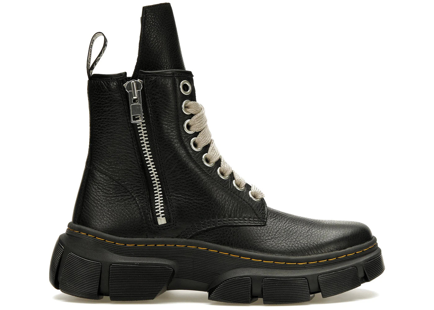 dr. martens 1460 dmxl jumbo lace zip boot rick owens black