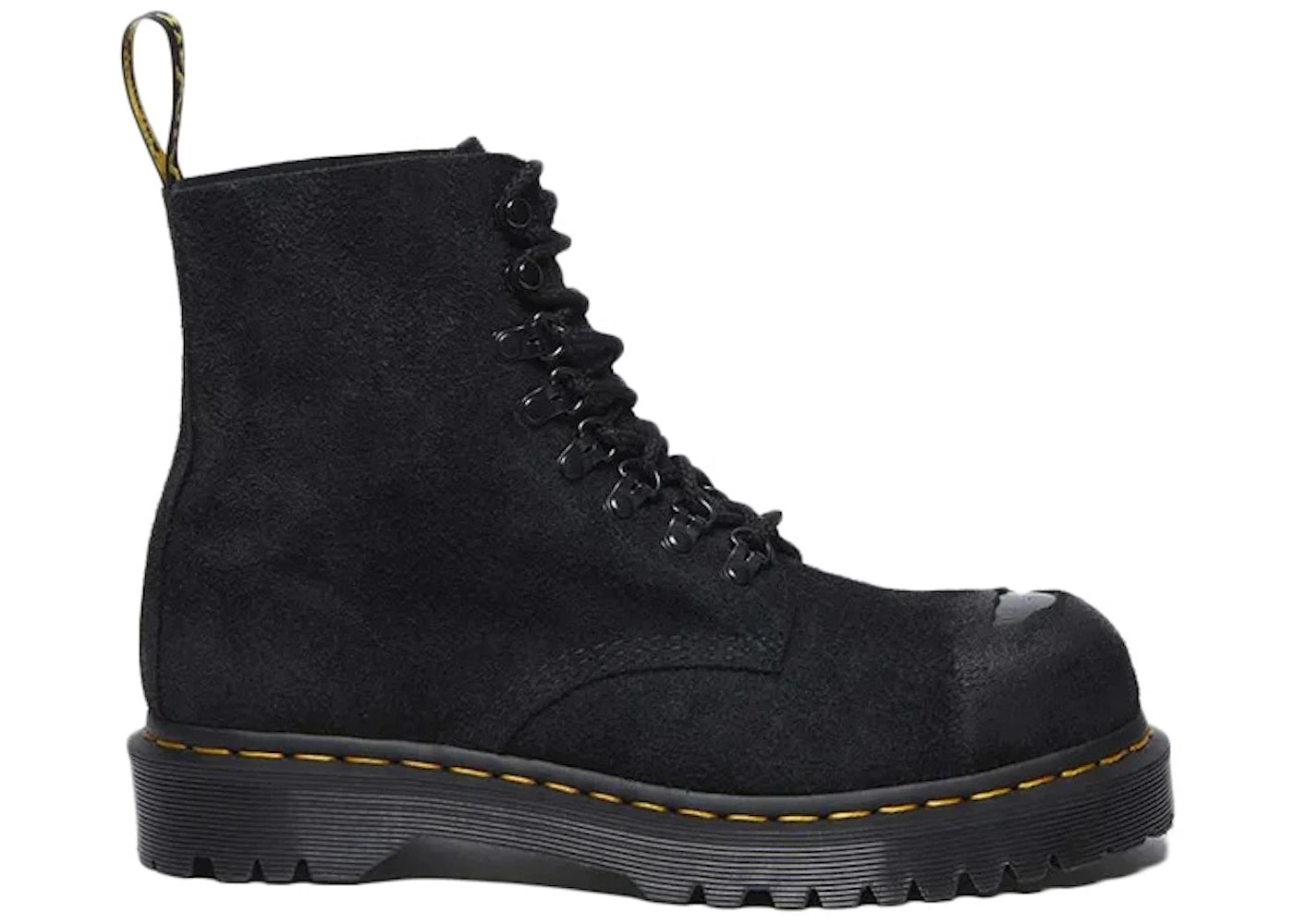 dr. martens 1460 pascal steel toe boot black suede