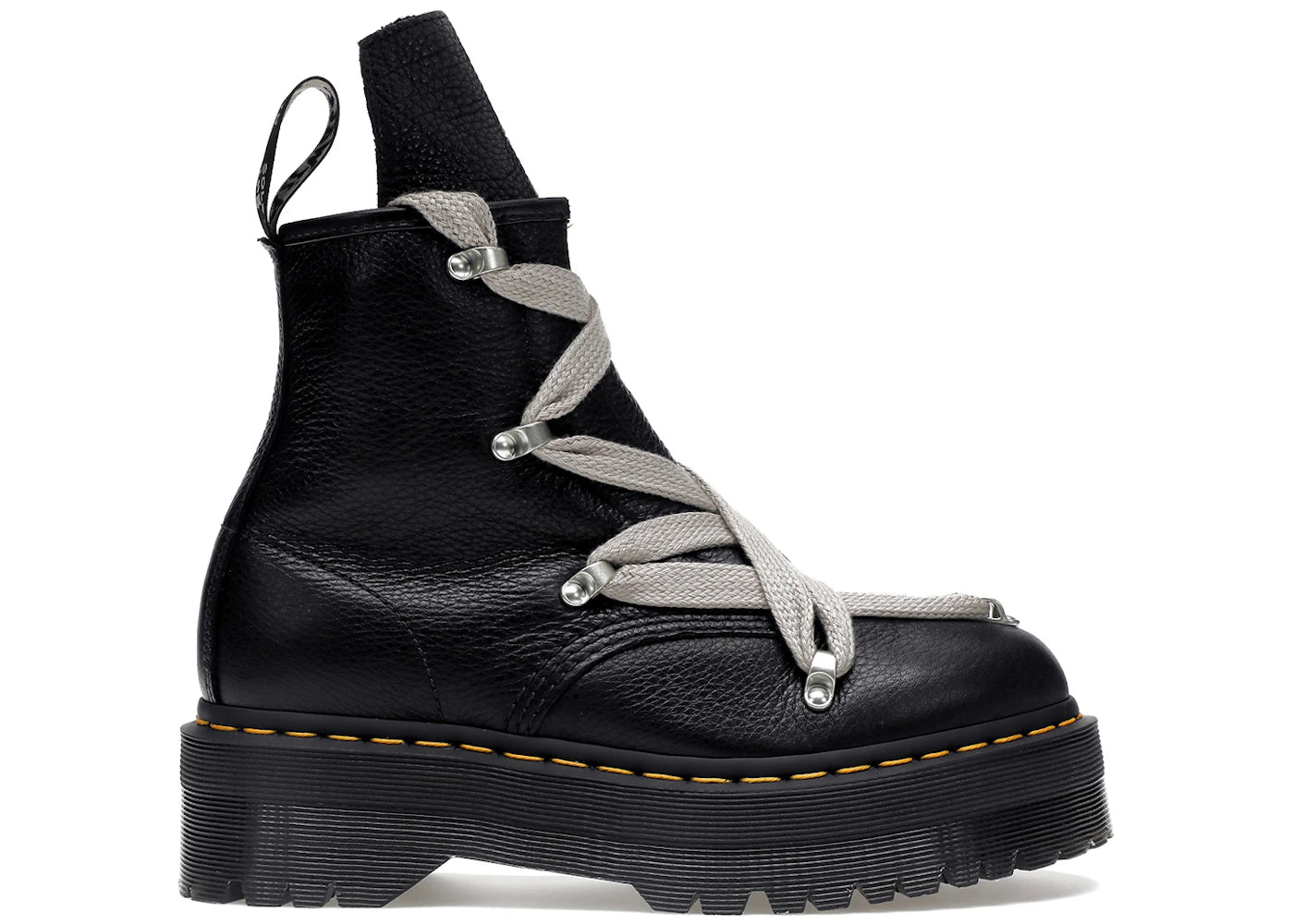 dr. martens 1460 quad leather sole pentagram jumbo lace boot rick owens black