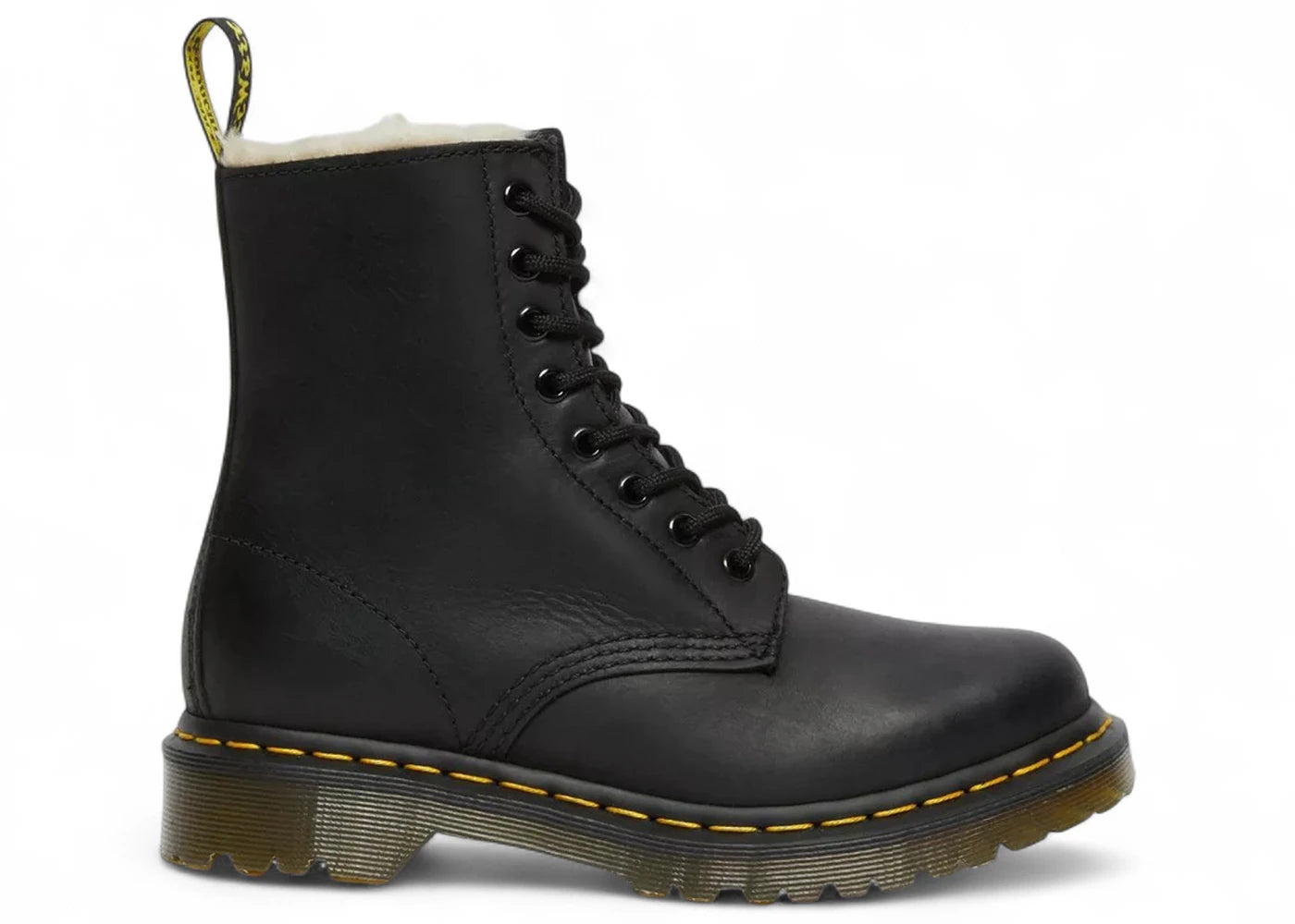 Dr. Martens 1460 Serena Burnished Wyoming Faux Fur Lined Lace Up Boot Black (Women'S)