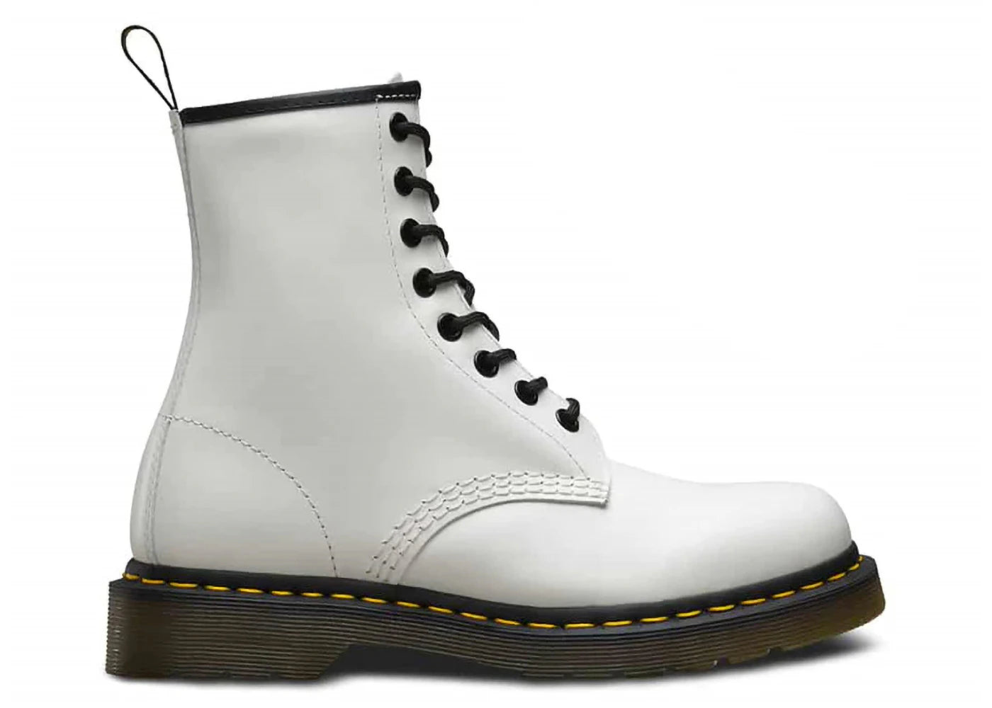 dr. martens 1460 smooth leather lace up boot white