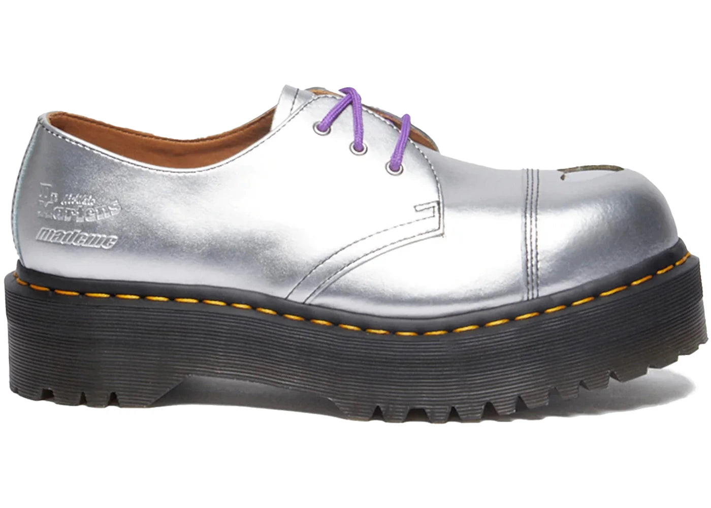 dr. martens 1461 platform mademe silver (women's)