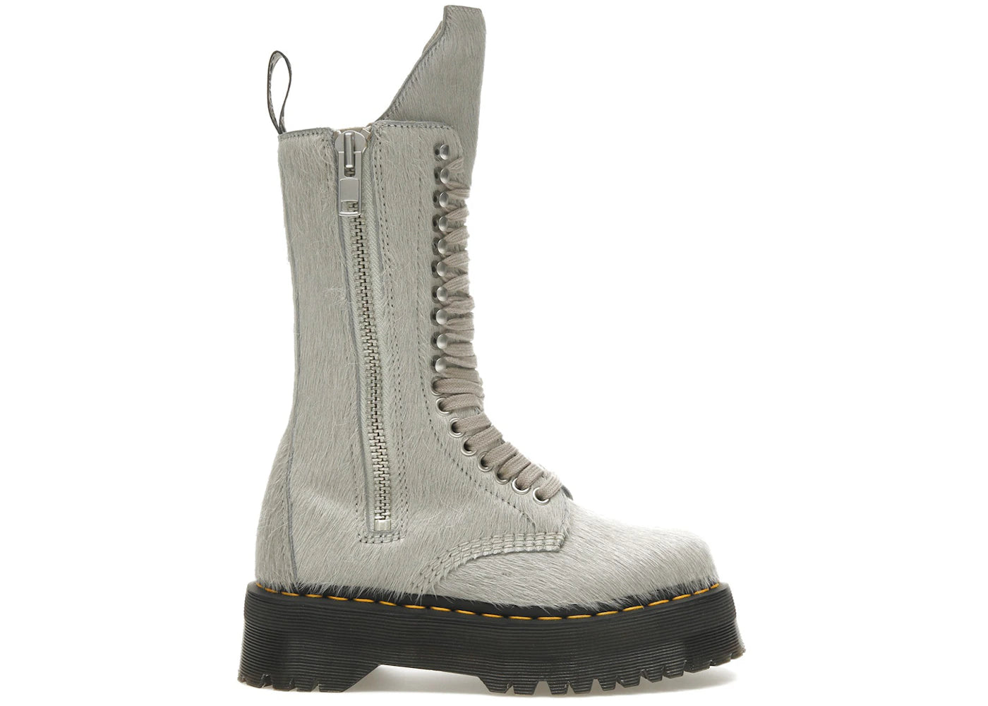 dr. martens 1918 ro hair on lace up strobe calf length platform boot rick owens