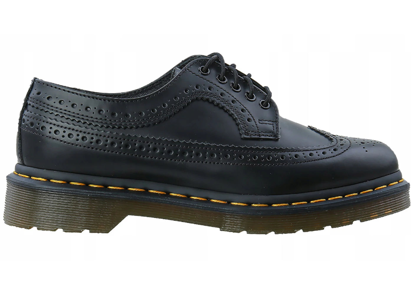 Dr. Martens 3989 Yellow Stitch Smooth Leather Brogue Black