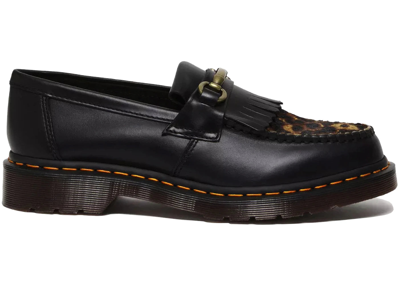 dr. martens adrian snaffle hair on loafer micro leopard