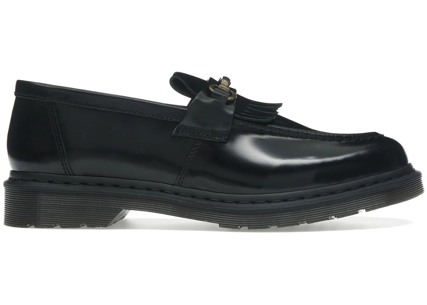 dr. martens adrian snaffle smooth leather tassel loafer black