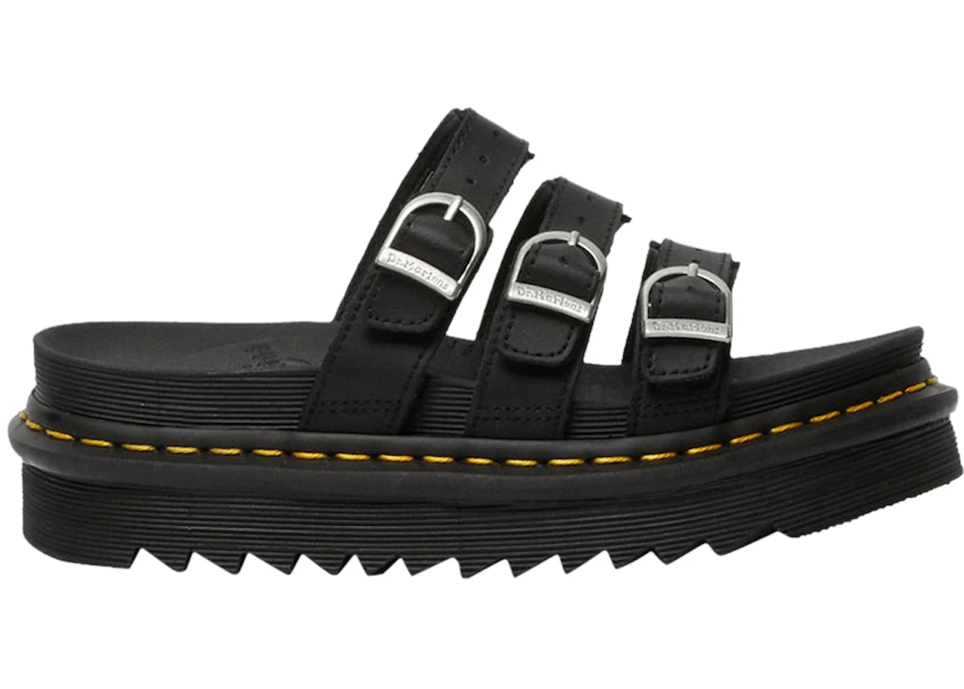 dr. martens blaire leather slide black hydro (women's)