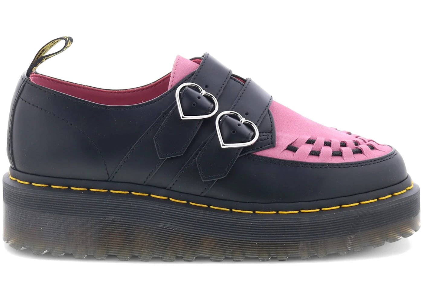 dr. martens buckle creeper lazy oaf black pink