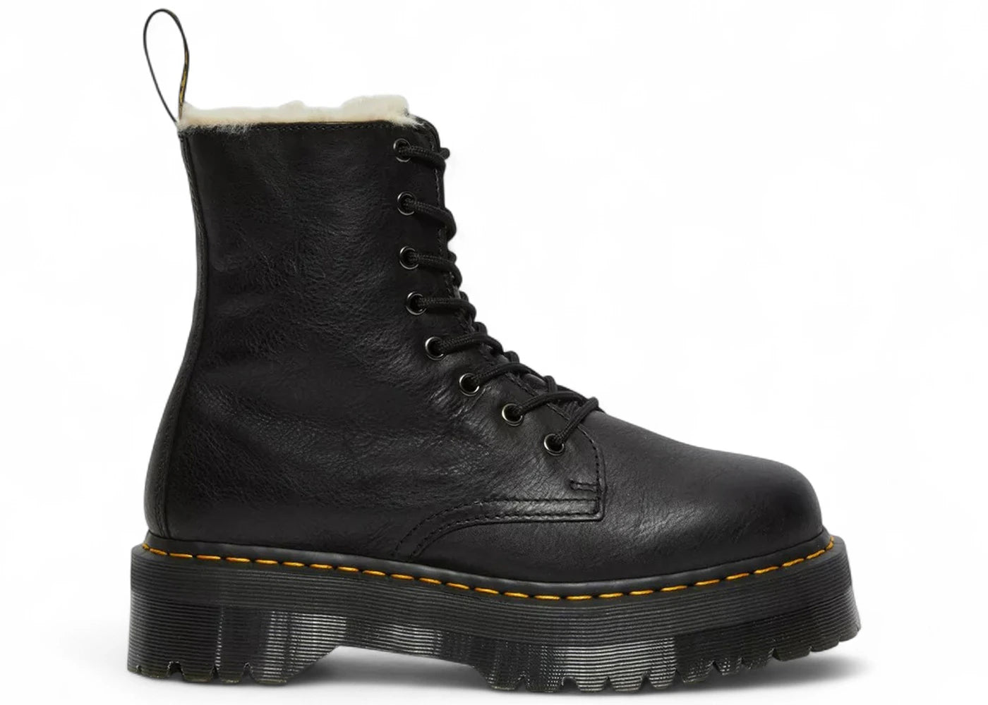Dr. Martens Jadon Faux Fur Lined Pisa Leather Platform Lace Up Boot Black