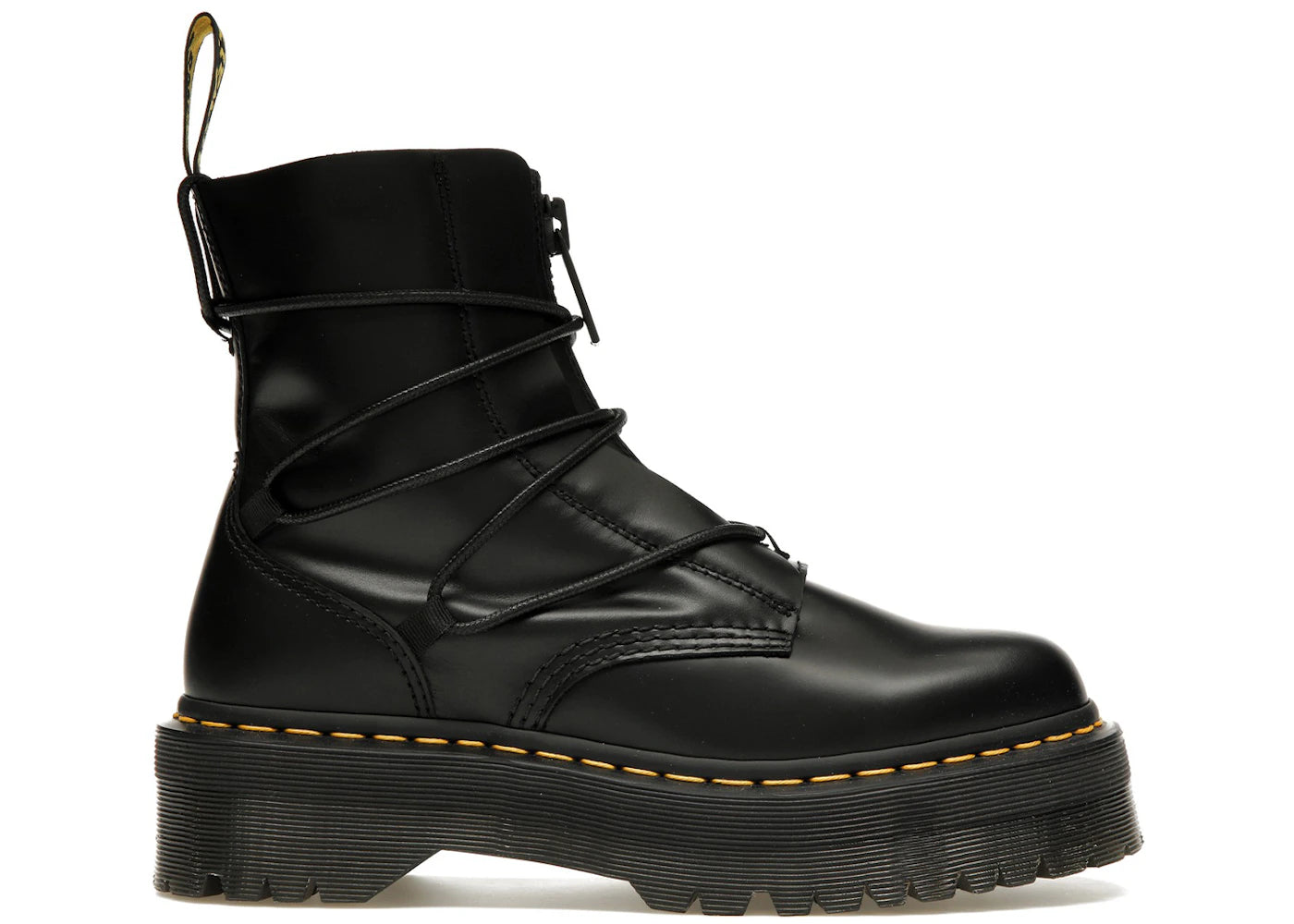 dr. martens jarrick ii laced leather platform boot black smooth paris