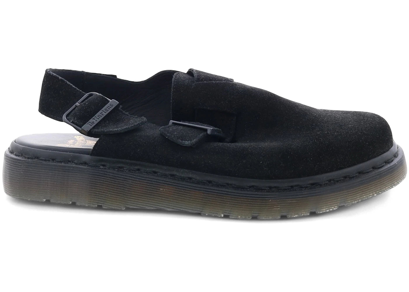 dr. martens jorge suede slingback mule made in england black