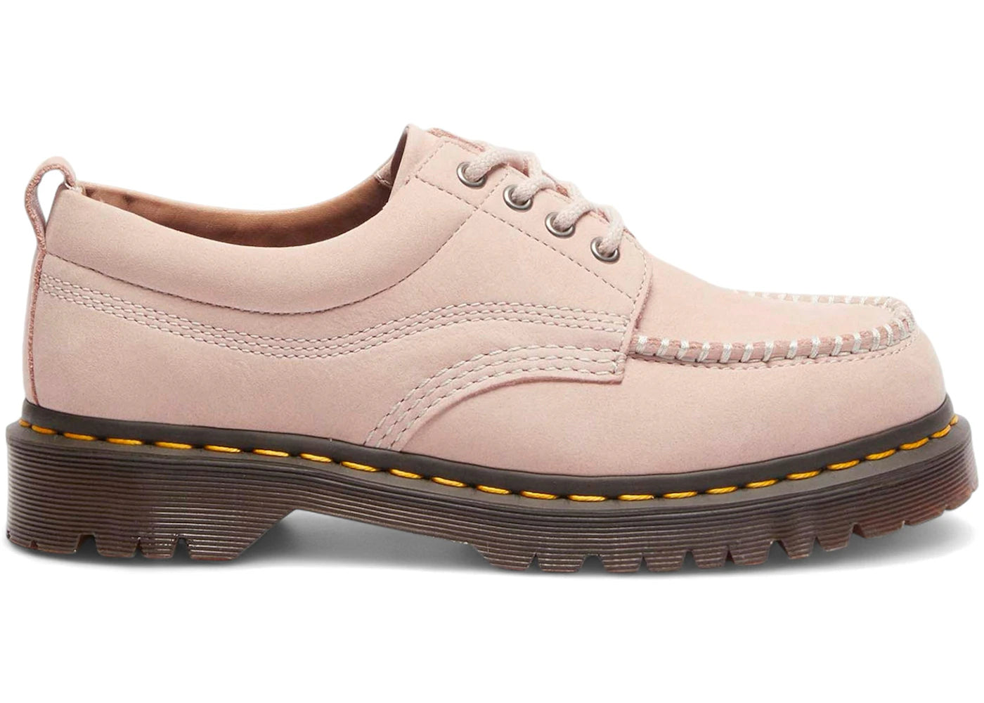 dr. martens lowell buttersoft leather moc toe shoes powder pink