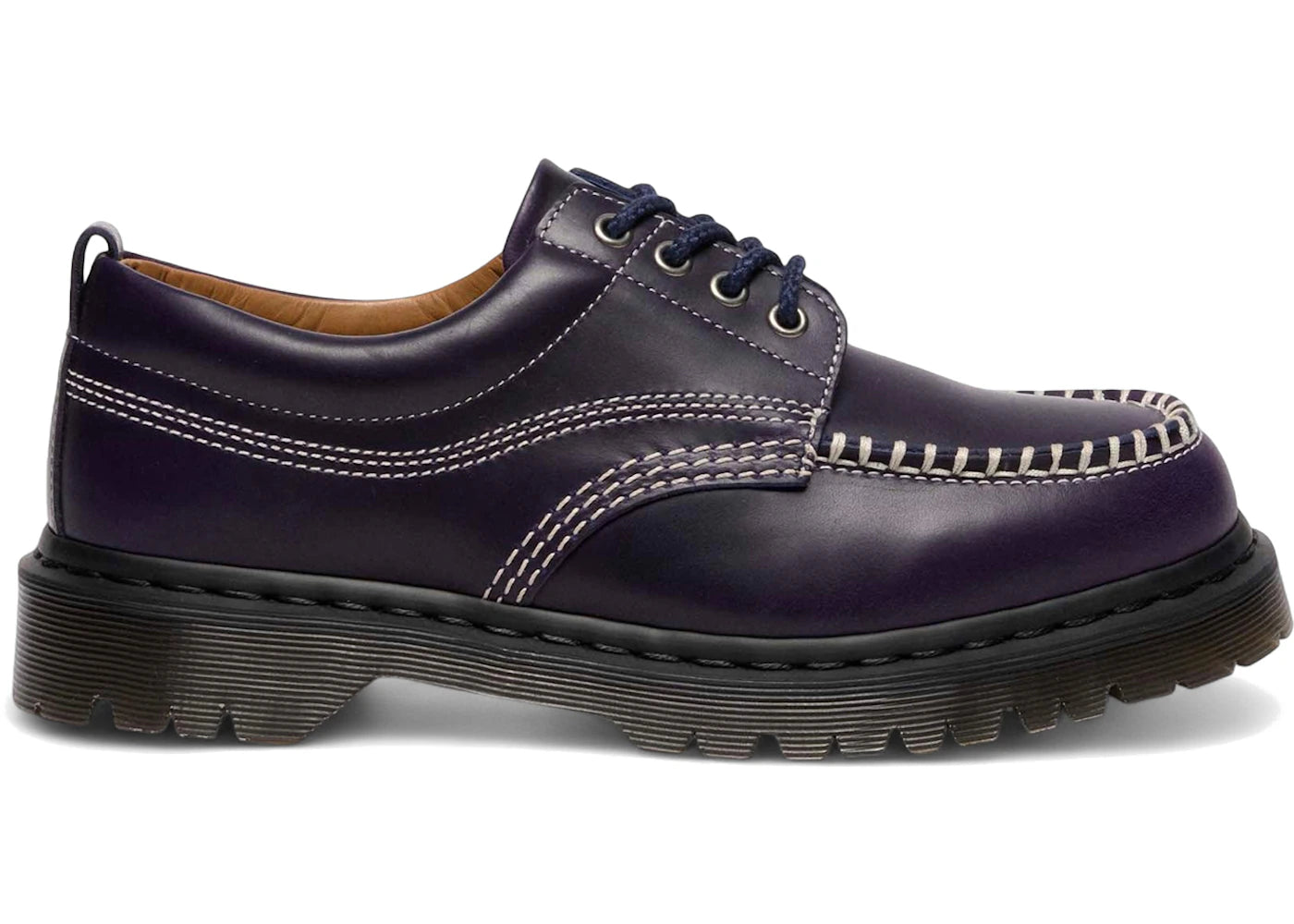 dr. martens lowell orleans leather moc toe shoe midnight blue