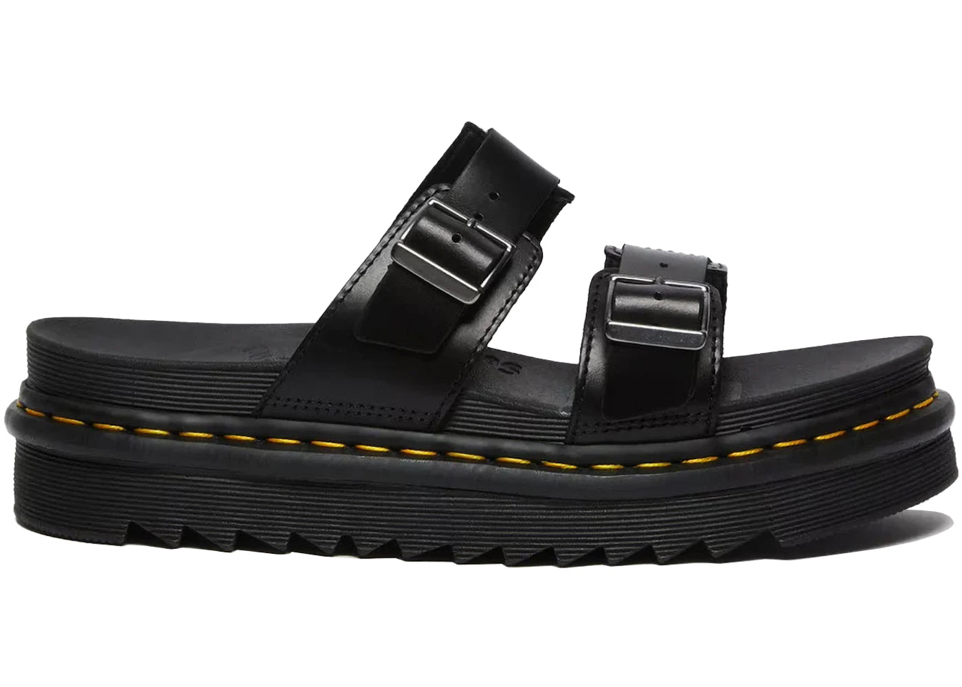 Dr. Martens Myles Brando Leather Buckle Slide Sandal Black