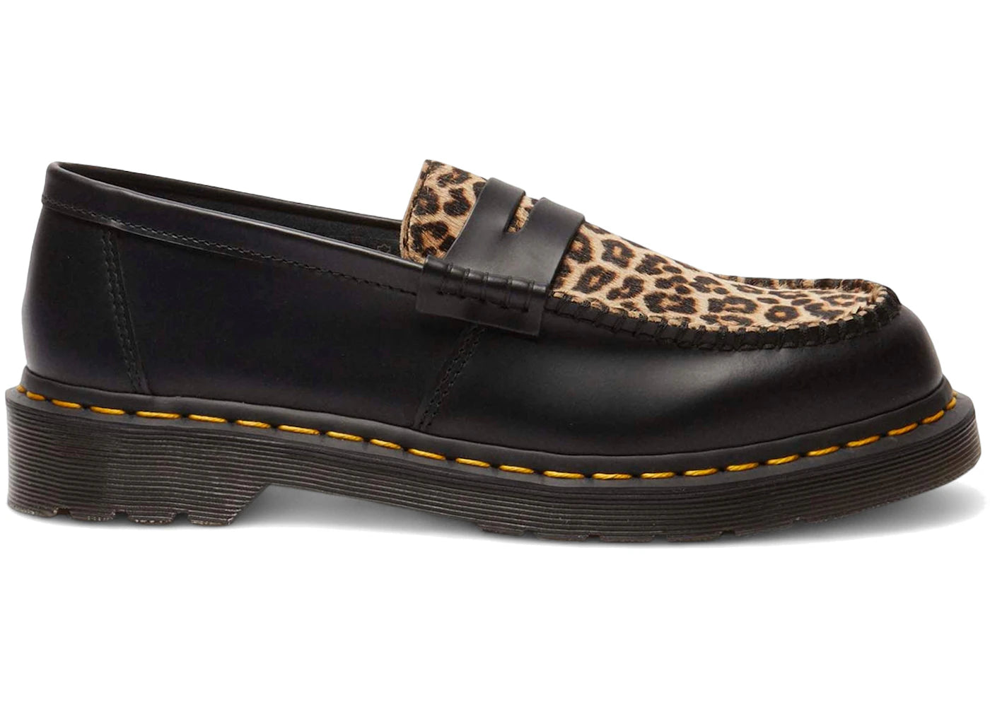 dr. martens penton smooth leather loafer black light tan leopard