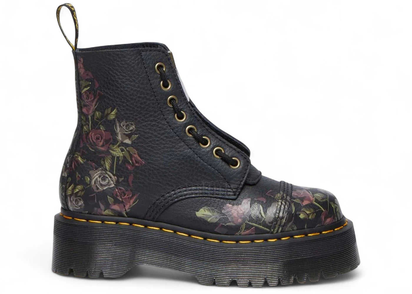 Dr. Martens Sinclair Decayed Roses Tumbled Nappa Leather Lace Up Boot Black (Women'S)