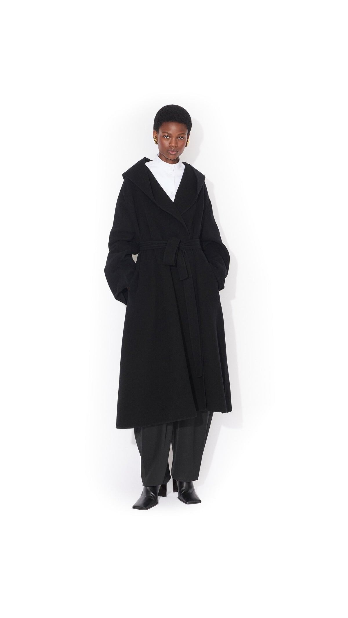 Alaïa Hood Wrap Wool Coat